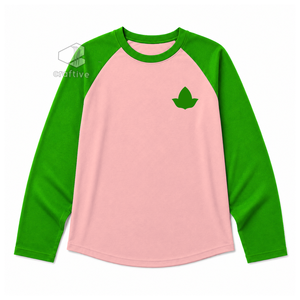 T-shirt Raglan Alpha Kappa Alpha Sorority pour femme, décontracté, rose et vert contrastant, à manches longues, avec écusson brodé, style color block - Product Image 1