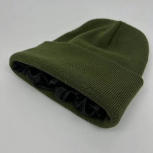 Bonnets en polyester/coton tricotés, doublés de satin, écologiques, respirants, légers, unisexes, grandes tailles, avec logo personnalisé - Product Image 4