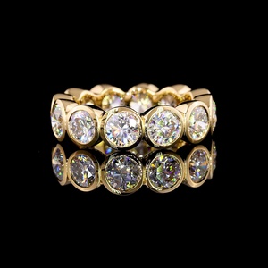แหวนเพชรทรงกลม 5 กะรัต รับรองโดย IGI แบบเต็มวง ขอบเพชรแน่นหนา ตัวเรือนทองคำแท้ 18K สำหรับผู้หญิง ฉลองครบรอบ - Product Image 3