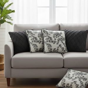 SOGA Juego de 5 Cojines Decorativos Elegantes de 45 cm, Color Gris Carbón, Tejido de Cable y Funda de Almohada Floral Gris Oscuro para Sofás de Sala de Estar - Product Image 3