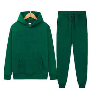 Unisex Cream Hooded Tracksuit Full Length Solid Color Casual Autumn Cotton <b>Pants</b> Set With Side Pockets Drawstring Closure - Product Image 2