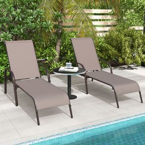Sedia da giardino in 2 pezzi per esterno con bracciolo reclinabile in tessuto Chaise longue - Product Image 5