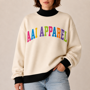 Sweat-shirts à col montant oversize unisexe, style vintage, imperméables, avec lettrage, décontractés, en mélange de polyester, personnalisables avec broderie DTG, pour femmes - Product Image 4