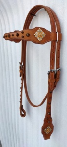 Dressage English Saddle Horse Leather Bridle with Soft Leather Padded Noseband Crystal Brow Band SS Brass <b>Fittings</b> for Riding - Product Image 2