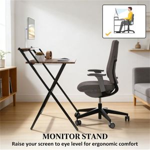 Walnut Wood Folding Computer <b>Desk</b> for Small Spaces Home Office <b>Foldable</b> <b>Desk</b> - Product Image 2