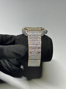 Moissanite White <b>Gold</b> Round Cut Diamond <b>Watch</b> Quartz Roman Dial <b>Watch</b> Anniversary Gift For Unisex Available at Affordable Price - Product Image 3