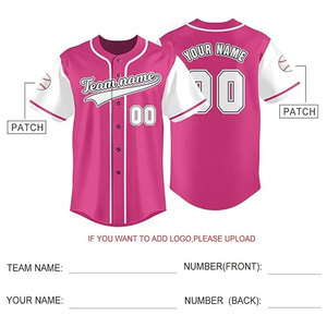 Custom Baseball Jersey Pink <b>White</b> Sublimated Print Unisex Short Sleeve 100 Polyester Adult All Seasons Team Name Front - Product Image 6
