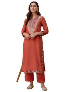 Chinon de style marocain de haute qualité et à prix abordable avec bordure brodée, matière pour Salwar Kameez islamique, décontracté, en stock - Product Image 3