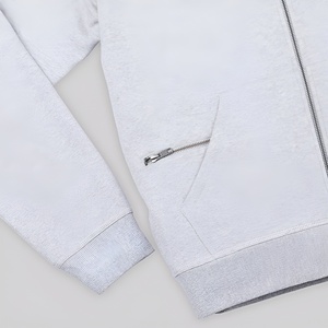 Light Grey Artistic Embroidered Zip Hoodie With Nature Inspired Graphic Detail And Contemporary Casual Street Fashion Hoodies - Product Image 3