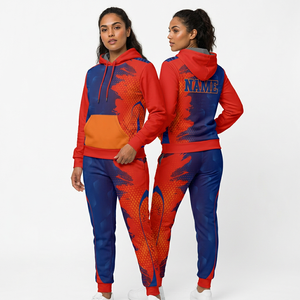 Conjunto Deportivo Unisex con Capucha en Degradado Rojo y Azul, Manga Larga, Impresión por Sublimación, Transpirable, para Adultos, Ropa de Otoño - Product Image 5