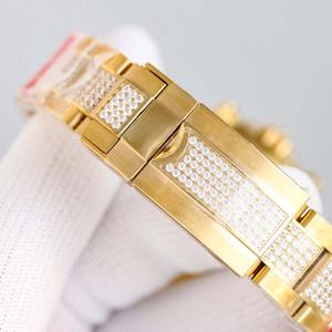 Reloj de Lujo con Bisel Arcoíris, Estilo Hip Hop, Automático ETA, Acero Inoxidable, Acabado Dorado, Diseño de Diamantes, Cronógrafo de 40 mm - Product Image 6