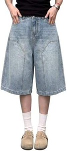 Shorts en jean taille mi-haute amples pour femme, style Y2K, jorts en denim à jambe large, jeans d'été gothiques, décontractés, streetwear rétro - Product Image 3
