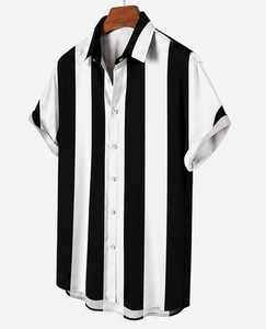 เสื้อเชิ้ตแขนสั้นลำลองผู้ชาย ปกคอปกพิมพ์ลายผ้าป๊อปลิน เสื้อเชิ้ตฤดูร้อน - Product Image 5