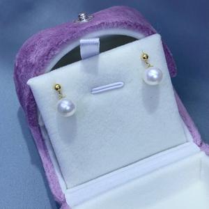 Pendientes de Perlas de Agua Dulce de Plata 925 de 7-8 mm, Línea Corta Estilo Viento, Perlas Redondas Brillantes Naturales de Zhuji - Product Image 2