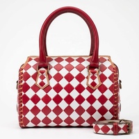 Sac à bandoulière en cuir véritable pour femme de qualité supérieure, motif en losanges, deux poignées, fermeture à boucle, utilisation quotidienne toutes saisons