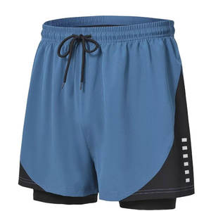 Quick Dry Breathable Eco-Friendly Solid Casual <b>Mid</b> Waist Men Double <b>Layer</b> Shorts High Quality - Product Image 1