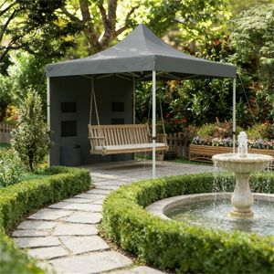 Gazebo Pop-Up Grigio con Tettoia Parasole - Product Image 1