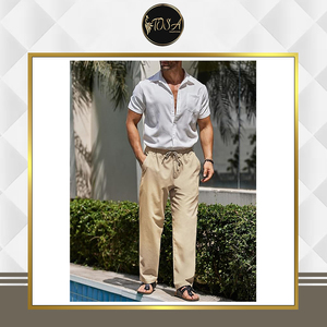 Pantalones Casuales de Lino para Hombre, de Primera Calidad, Ligeros, Antiarrugas, Impermeables y de Secado Rápido, Venta Mundial, Precio de Mercado Confiable - Product Image 3