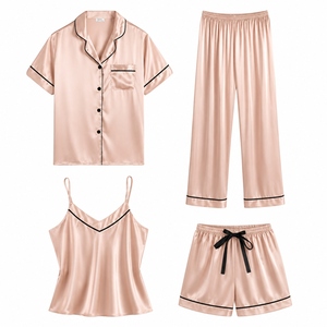 Conjunto de Pijama para Mujer 2026, Tela de Satén de Seda Acogedora, Transpirable, de Secado Rápido, Ecológica, para Primavera/Verano, Ajuste Cómodo, Diseño Elegante - Product Image 4