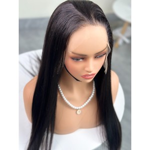 Peluca de Cabello Humano Virgen Vietnamita Liso Natural Negro con Encaje Frontal 13x4 Doble Trama, Encaje Francés Transparente, Venta al por Mayor - Product Image 2