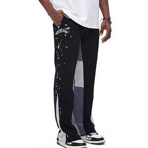 Anti Shrink Nonwoven Fleece Fabric Men's Casual Sports Training Flare Pants Street Fashion <b>Drawstring</b> Waist Wide Leg <b>Trousers</b> - Product Image 2