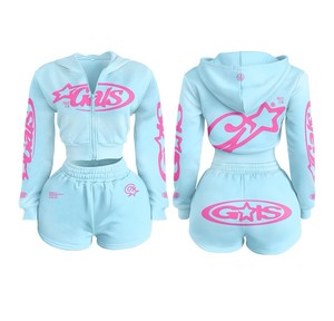 Conjunto de Falda y Pantalones Cortos Mini para Mujer, con Bolsillos, Estilo Sexy, Lavado Ácido, Sudadera Corta y Falda, Ropa de Mujer, Conjunto de 2 Piezas - Product Image 1