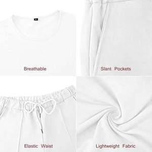 Ensemble deux pièces pour homme, t-shirts et shorts blancs unis respirants, coupe ajustée, streetwear, vêtements de sport d'été, ensemble de shorts de musculation et de natation - Product Image 2