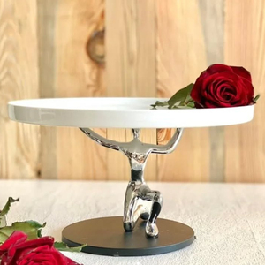 Highest Quality Silver Plated <b>Cake</b> Stand With Golden Floral Design For Party <b>Decor</b> Elegant Metal Dessert Serving Platter - Product Image 5