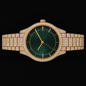 Reloj de Pulsera de Acero Inoxidable con Esfera Verde de Lujo, Diamantes de Moissanita Dorados, Redondo, Joyería de Moda Hip Hop Premium, Regalo - Product Image 2