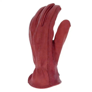 Gants de conduite en cuir de vachette grainé de haute qualité, lisses, anti-vibrations, avec poignets élastiques ajustables, résistants à l'abrasion et confortables - Product Image 3
