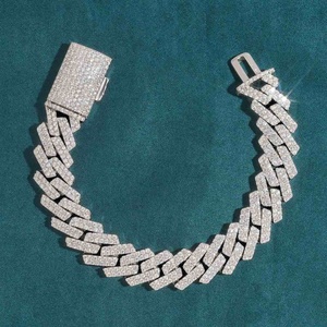 Bracelet gourmette cubaine de luxe en argent pour homme, chaîne lourde polie, bijou tendance hip-hop - Product Image 1
