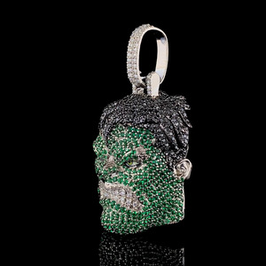 Colgante Personalizado de Cara de Hulk con Incrustaciones de Moissanita VVS en Plata de Ley 925, Estilo Bling Hip Hop, Fabricante OEM ODM - Product Image 2