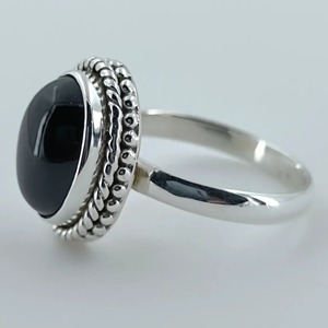 Black Onyx <b>Ring</b> 925 Sterling <b>Silver</b> Handmade Boho <b>Statement</b> Promise <b>Ring</b> for Women Natural Black Onyx Oval July Birthstone - Product Image 5