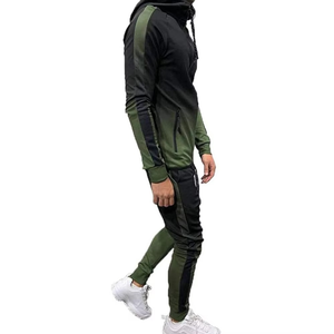 Sweat à capuche d'hiver pour homme en molleton technique de coton avec fermeture éclair intégrale, à rayures, et ensemble de survêtement respirant pour le sport - Product Image 2