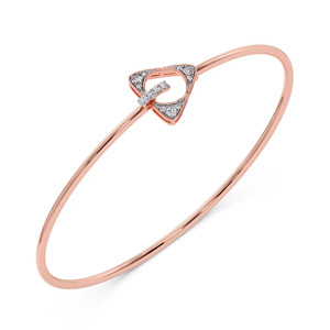 Textured Linked Square Motif Diamond <b>Bangle</b> <b>Bracelet</b> - Product Image 1