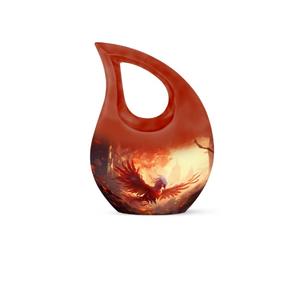 Offre Spéciale – Urne funéraire moderne en aluminium noir, forme goutte d'eau, pour cendres humaines adultes, avec motif floral, petite et durable - Product Image 2