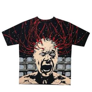 T-shirt surdimensionné en coton 100 % personnalisé pour homme, style streetwear, à manches courtes, avec impression graphique intégrale - Product Image 1