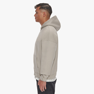 Sweat à capuche zippé surdimensionné pour homme avec logo personnalisé, poche, en molleton épais polyester/coton, hiver, grandes tailles - Product Image 2
