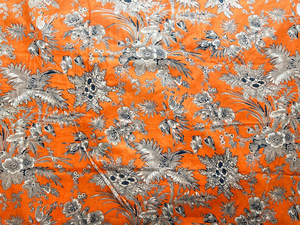 Orange Floral Hand Block Print Cotton Fabric Jaipur Sanganeri Indian Cotton Dress <b>Sewing</b> Fabric by Yard Textile - Product Image 2