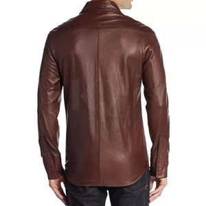 Chemises en cuir coupe classique pour hommes, tissu doux et durable, confortables pour le bureau et les occasions décontractées. - Product Image 2