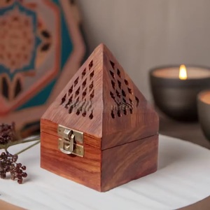 Handmade Acacia Wood Mubkhar <b>Box</b> Tray Bakhoor Burner Set Polished Finish Religious Eid <b>Ramadan</b> <b>Gift</b> Indian Incense Star Anise - Product Image 1