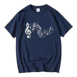 T-shirt graphique pour homme à motif note de musique, manches courtes, col rond, imprimé clé de musique, décontracté, été, mélange de coton, hauts tendance, multi-couleurs - Product Image 3