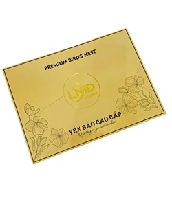 กล่องบรรจุภัณฑ์รังนกแบบเคลือบเงา ปั๊มฟอยล์ทอง UV  พร้อมริบบิ้นลายนูน  ทำจากกระดาษลูกฟูกแบบแบน  ประกอบเองได้ ทันสมัย - Product Image 6