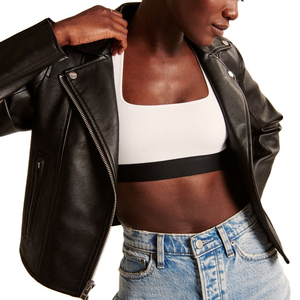 Vestes en cuir courtes à coupe ample, finition premium, fabrication sur mesure, impression de logos, veste en cuir d'agneau pour femmes - Product Image 5