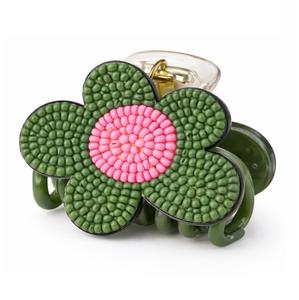 Pinza para el pelo con cuentas de semillas hechas a mano y resina plástica - Elegante accesorio de moda para el cabello con bordado de diseñador - Product Image 2