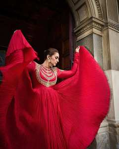 Vestido Anarkali de Georgette Sintética con Forro Interior Cómodo y Conjunto de Dupatta, Vestido Anarkali para Fiesta, para Exportación - Product Image 3