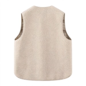 <b>Women's</b> Vintage Checkered Knitted Lamb Wool <b>Vest</b> Round Neck Double-Sided Sleeveless Waistcoat for Autumn Winter - Product Image 2