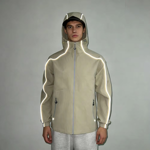 Unisex Casual <b>Waterproof</b> Reflective Strip Jacket Autumn Winter Sports Lightweight Quick Drying Stand Collar Zipper Jacket - Product Image 3