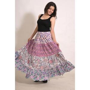 Handmade Cotton Printed Maxi <b>Skirt</b> | Patchwork Bohemian <b>Long</b> <b>Skirt</b> | Women's Casual <b>Summer</b> Outfit - Product Image 2