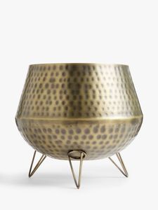 Modern Black Metal <b>Planter</b> with Circular Pattern and Tripod Stand for Indoor Use - Product Image 4